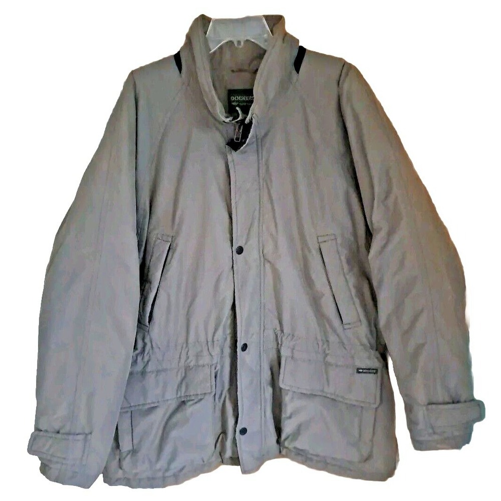 Dockers Jacket Men's Size XXL Green Collared Lined Utility Chore Coat Full Zip
